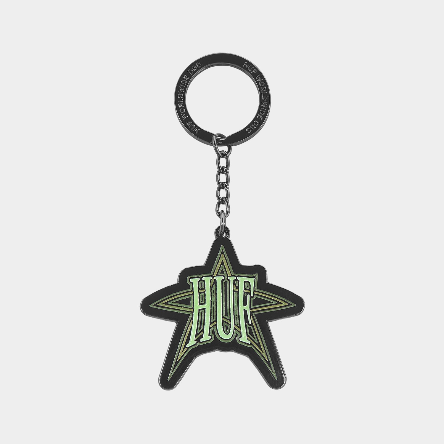 HUF (ハフ) Worldwide JP /()/ INTERGALACTIC GLOW METAL KEYCHAIN商品 / BLACK NICKEL