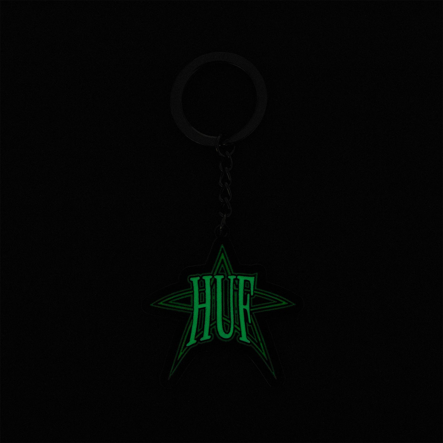 HUF (ハフ) Worldwide JP /()/ INTERGALACTIC GLOW METAL KEYCHAIN商品 / BLACK NICKEL