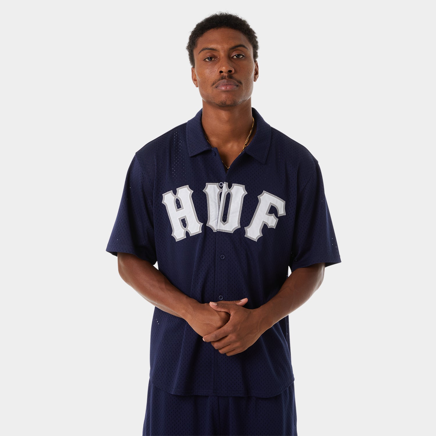 HUF (ハフ) Worldwide JP /TOPS & SHIRTS(トップス&シャツ)/ ARCH MESH BUTTON UP商品 / NAVY