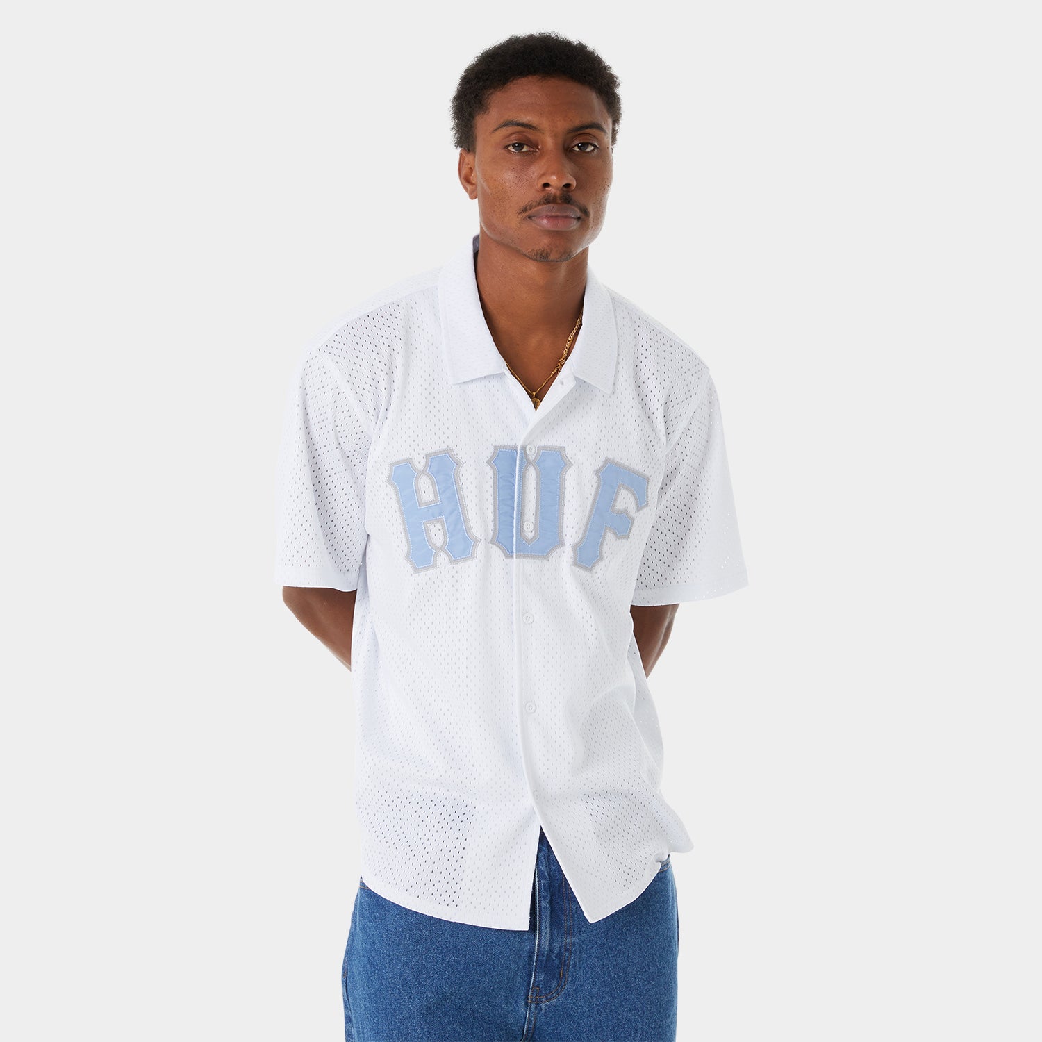 HUF (ハフ) Worldwide JP /TOPS & SHIRTS(トップス&シャツ)/ ARCH MESH BUTTON UP商品 / NAVY