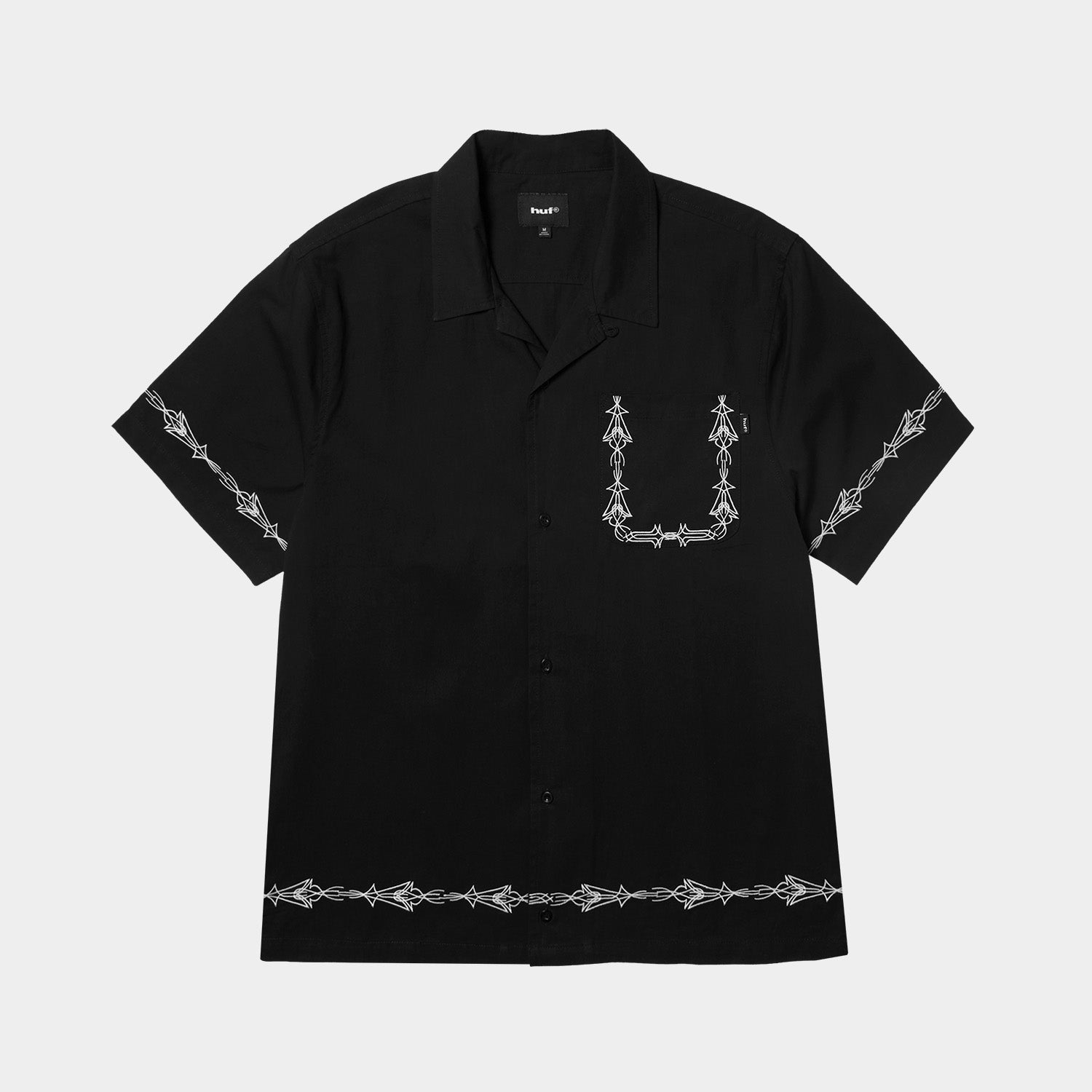 HUF (ハフ) Worldwide JP /TOPS & SHIRTS(トップス&シャツ)/ PINSTRIPE EMBROIDERED RESORT SHIRT商品 / AVOCADO