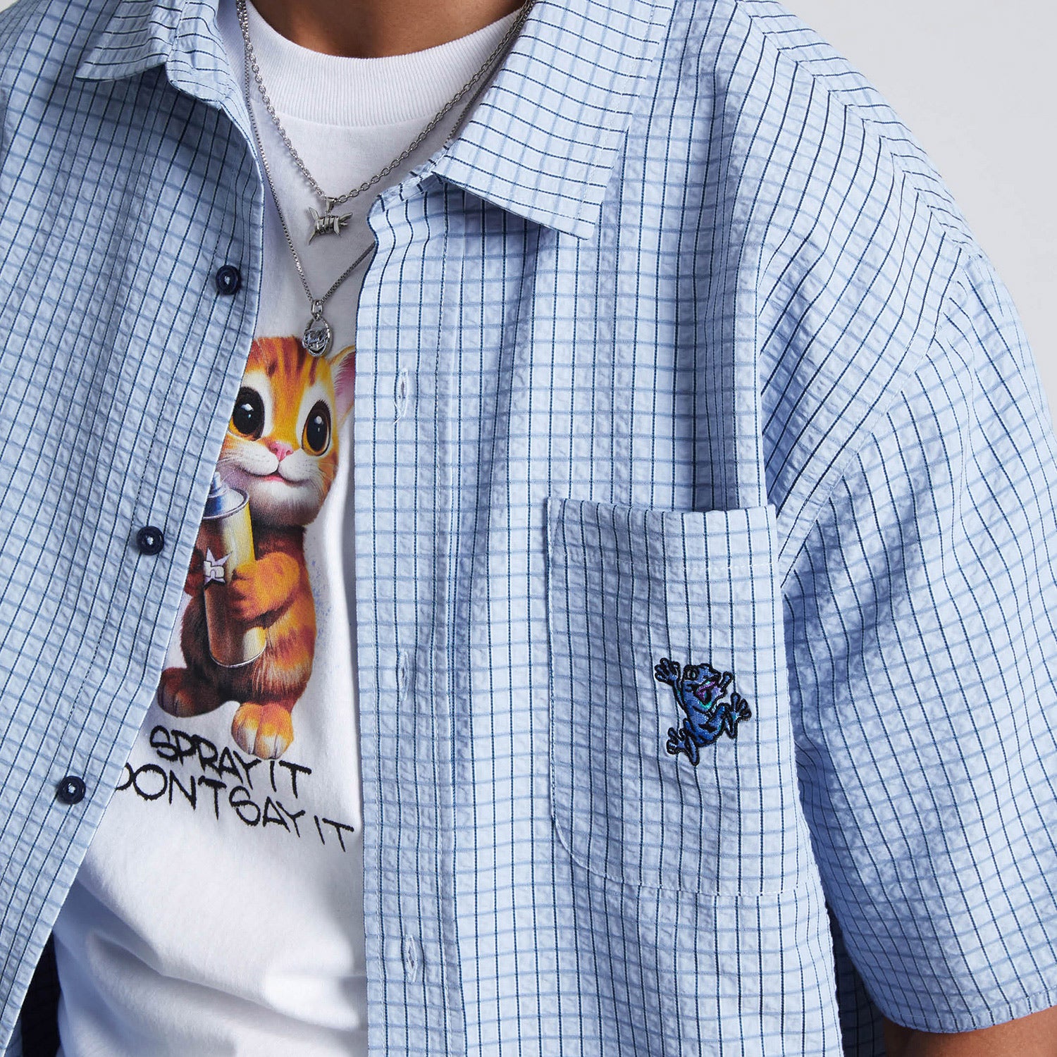 HUF (ハフ) Worldwide JP /T-SHIRTS(Tシャツ)/ STUCK ON YOU PLAID SHIRT商品 / ICE BLUE
