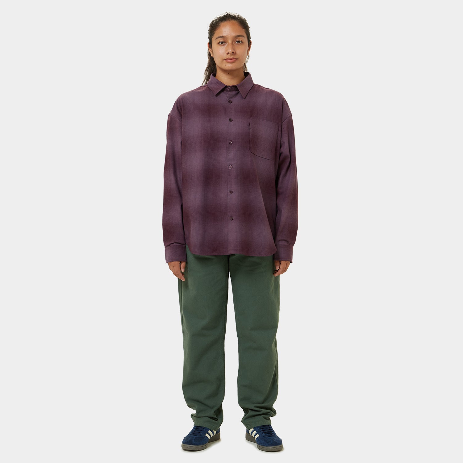 HUF (ハフ) Worldwide JP /TOPS & SHIRTS(トップス&シャツ)/ OG LOGO OMBRE PLAID LS SHIRT商品 / ICE BLUE