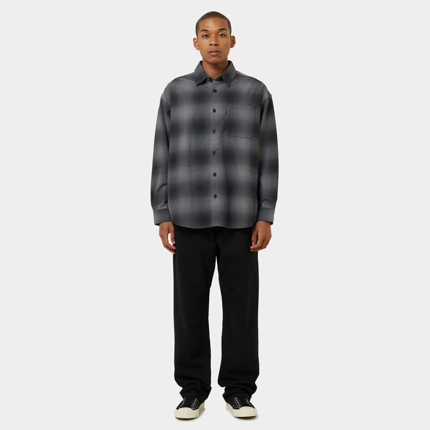 HUF (ハフ) Worldwide JP /TOPS & SHIRTS(トップス&シャツ)/ OG LOGO OMBRE PLAID LS SHIRT商品 / ICE BLUE