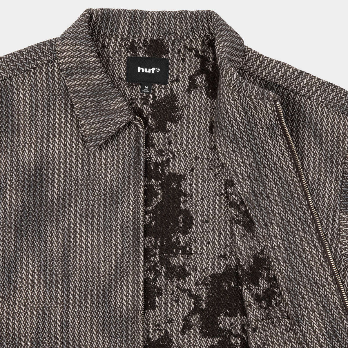 HUF (ハフ) Worldwide JP /TOPS & SHIRTS(トップス&シャツ)/ HERRINGBONE FADE ZIP LS SHIRT商品 / BROWN