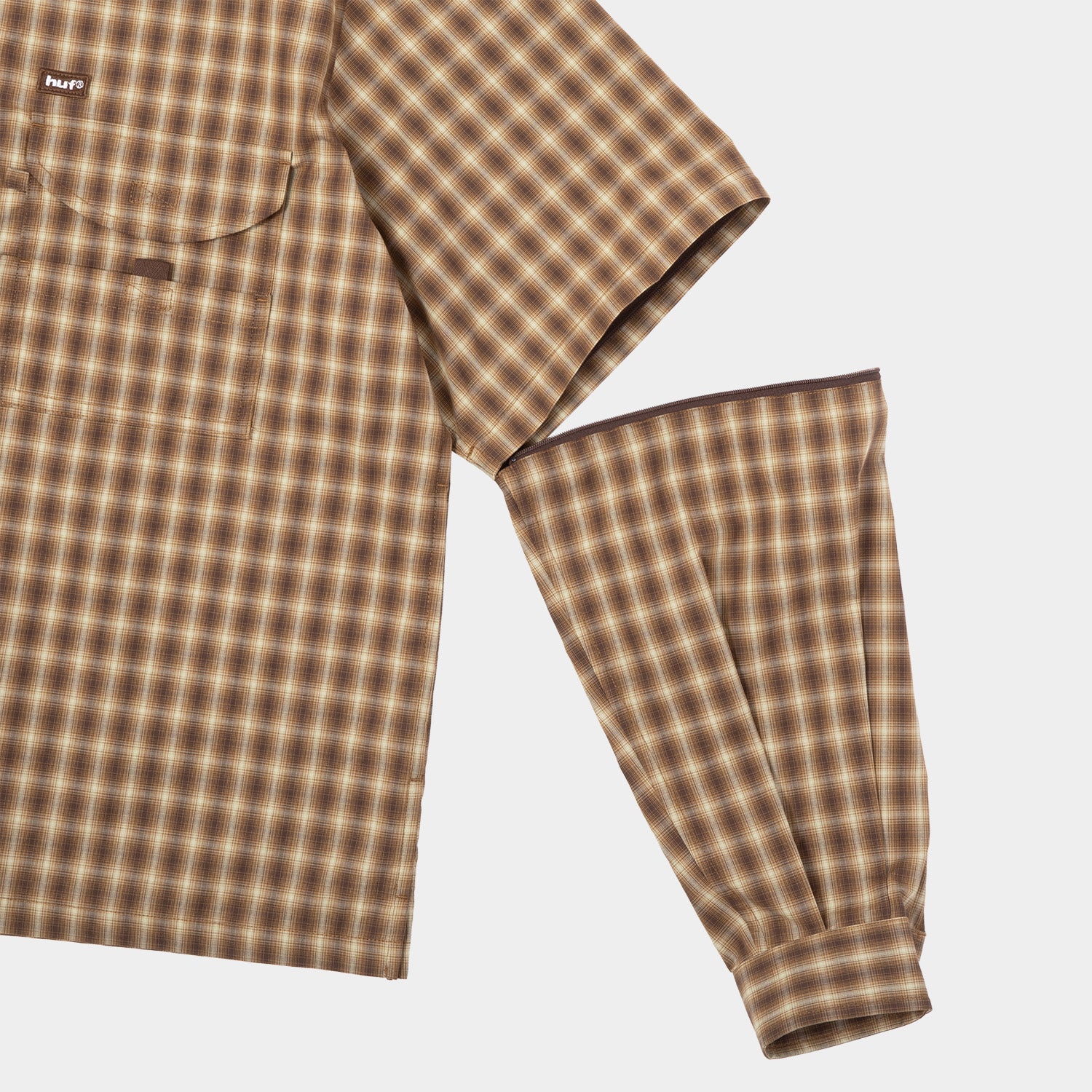 HUF (ハフ) Worldwide JP /TOPS & SHIRTS(トップス&シャツ)/ AIR FLOW CONVERTIBLE LS SHIRT商品 / BROWN