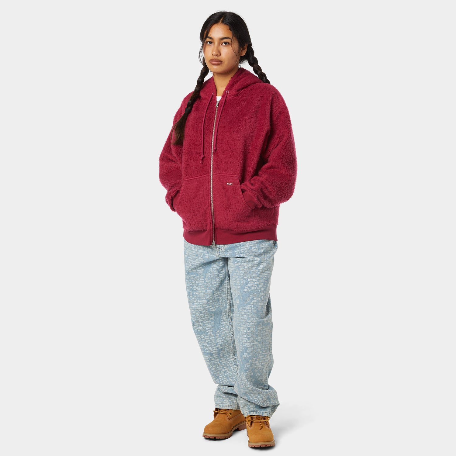 HUF (ハフ) Worldwide JP /HOODIES(パーカー)/ CORSO HEAVYWEIGHT FULL ZIP HOODIE商品 / BERRY