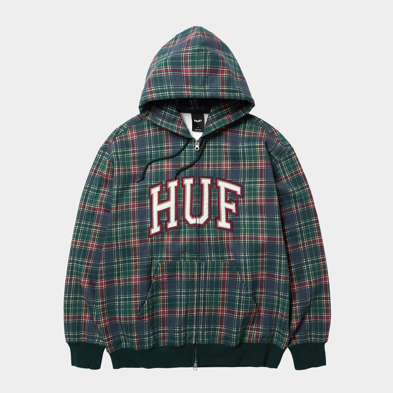 HUF (ハフ) Worldwide JP /HOODIES(パーカー)/ ARCH PLAID FULL ZIP HEAVYWEIGHT HOODIE商品 / FOREST