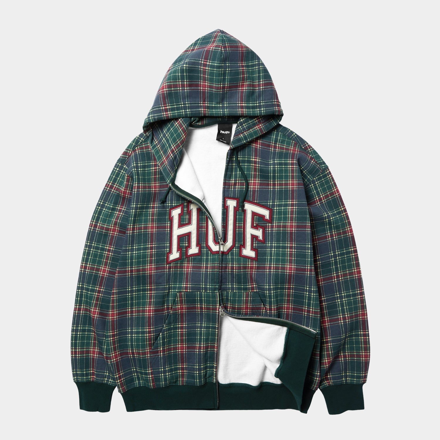 HUF (ハフ) Worldwide JP /HOODIES(パーカー)/ ARCH PLAID FULL ZIP HEAVYWEIGHT HOODIE商品 / FOREST