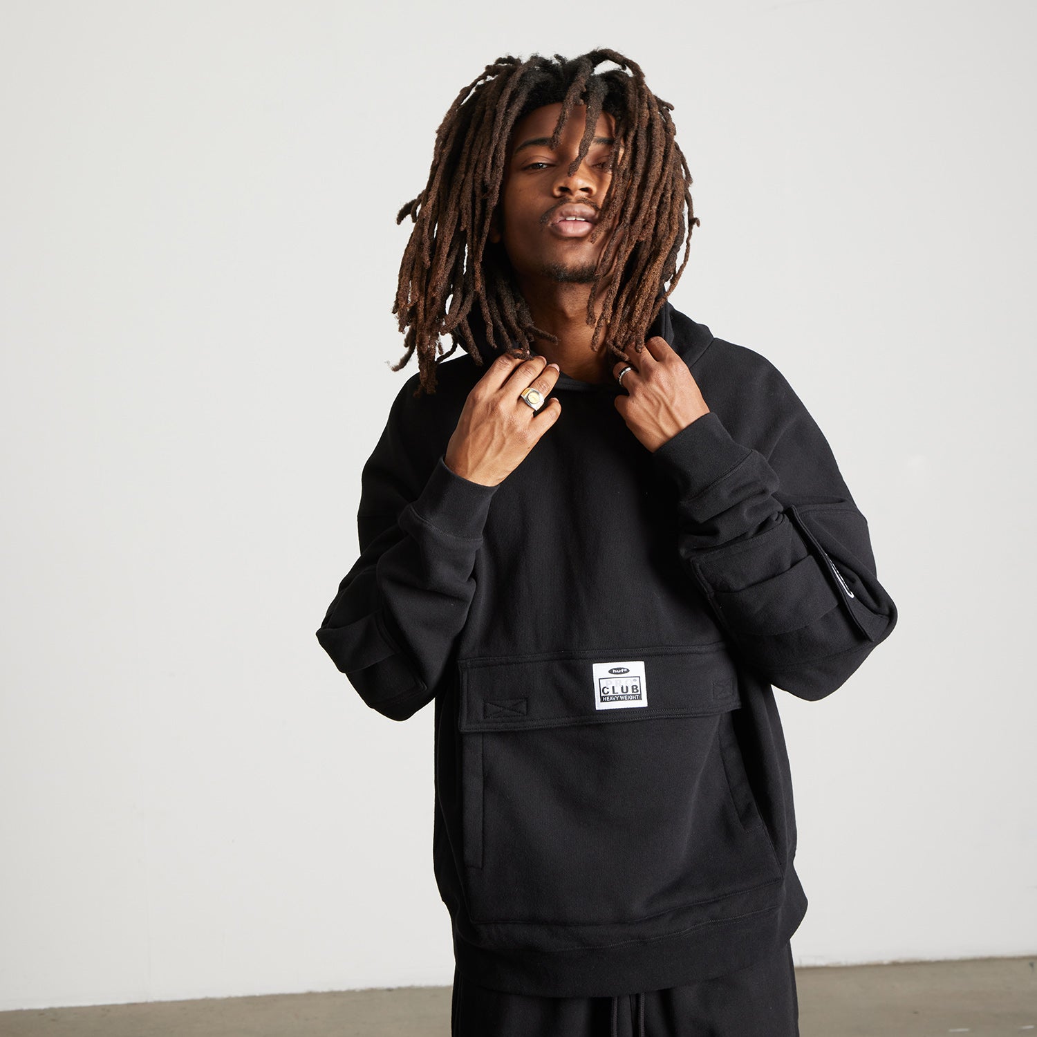 HUF (ハフ) Worldwide JP /HOODIES(パーカー)/ HUF X PROCLUB MULTI POCKET HOODIE商品 / BLACK