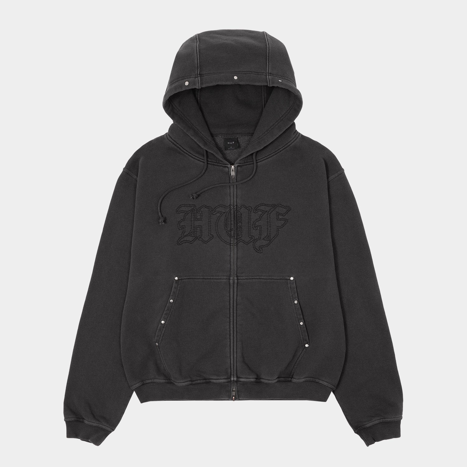 HUF (ハフ) Worldwide JP /HOODIES(パーカー)/ STUDDED FULL ZIP HOODIE商品 / BLACK