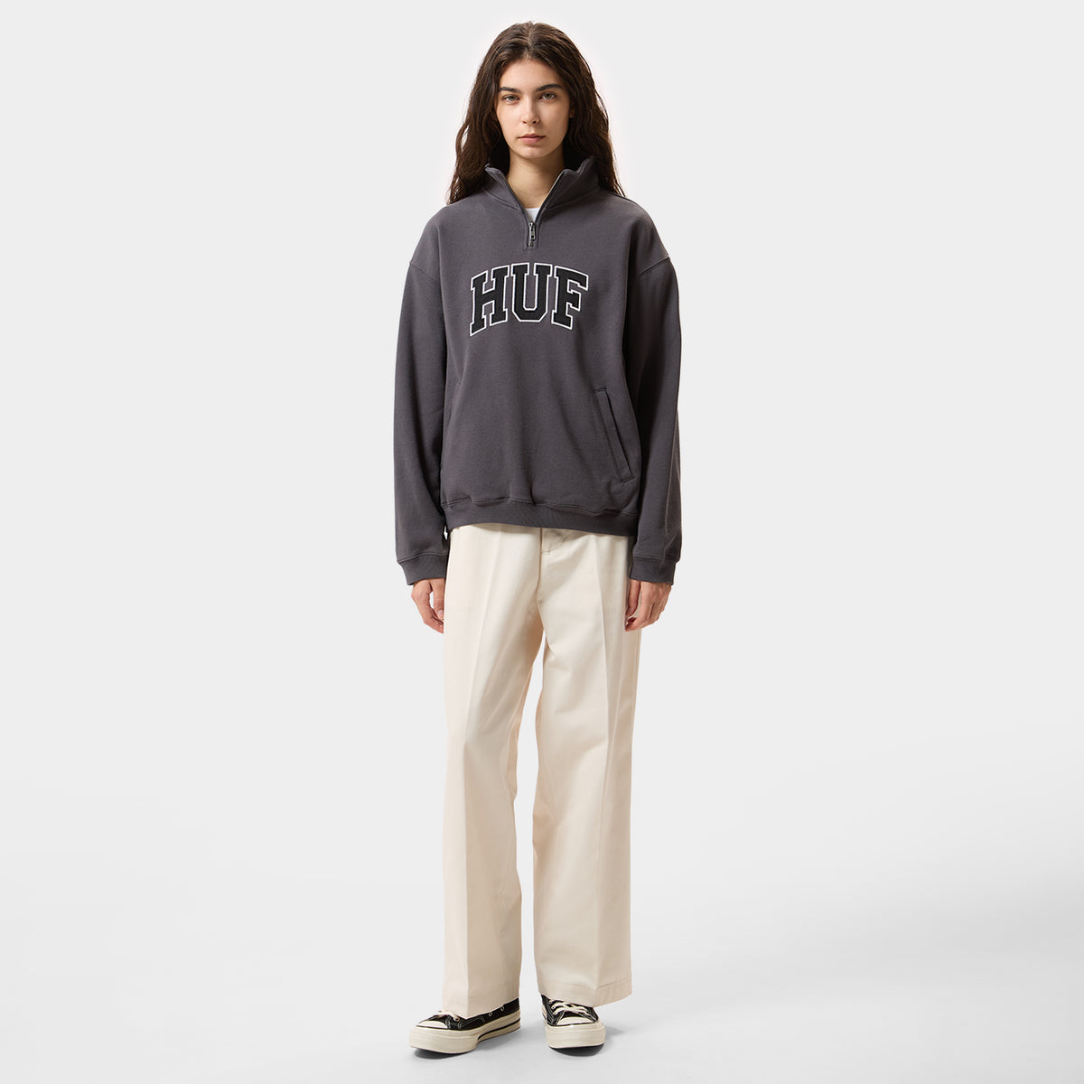 HUF (ハフ) Worldwide JP /SWEATSHIRTS(スウェットシャツ)/ CLASSIC ARCH HALF ZIP TOP商品 / LT BLUE