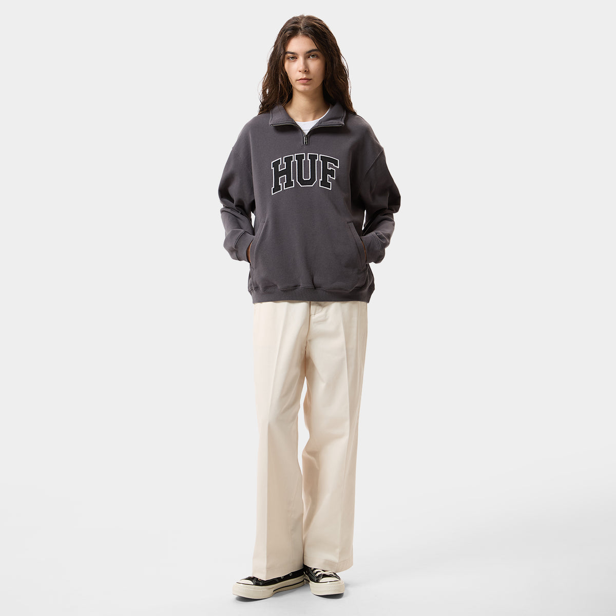 HUF (ハフ) Worldwide JP /SWEATSHIRTS(スウェットシャツ)/ CLASSIC ARCH HALF ZIP TOP商品 / LT BLUE