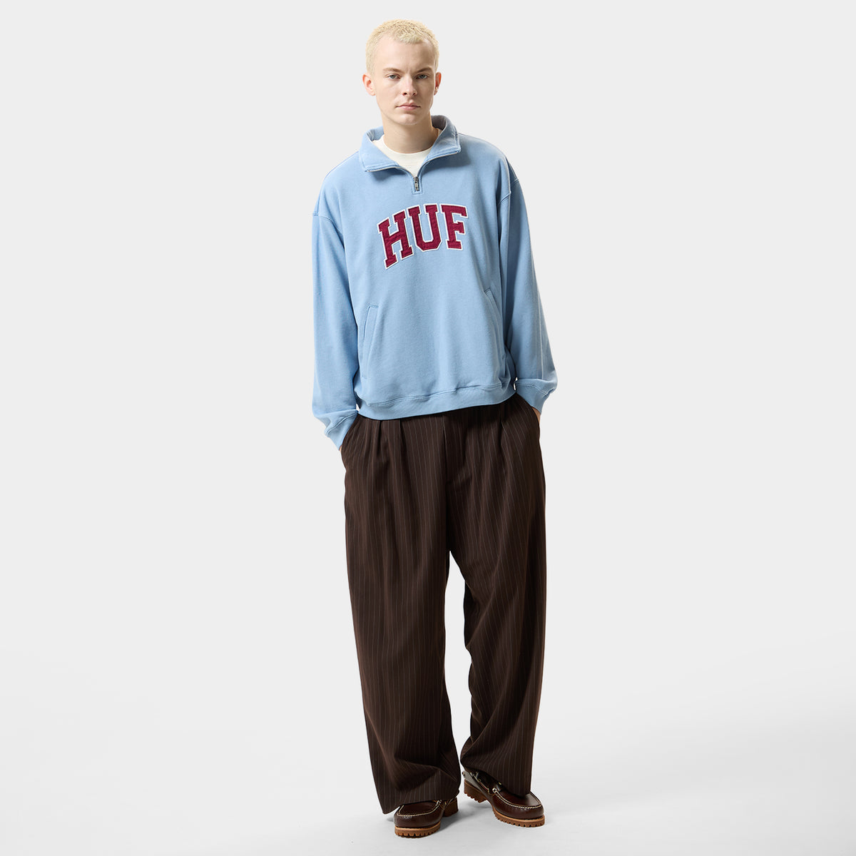 HUF (ハフ) Worldwide JP /SWEATSHIRTS(スウェットシャツ)/ CLASSIC ARCH HALF ZIP TOP商品 / LT BLUE