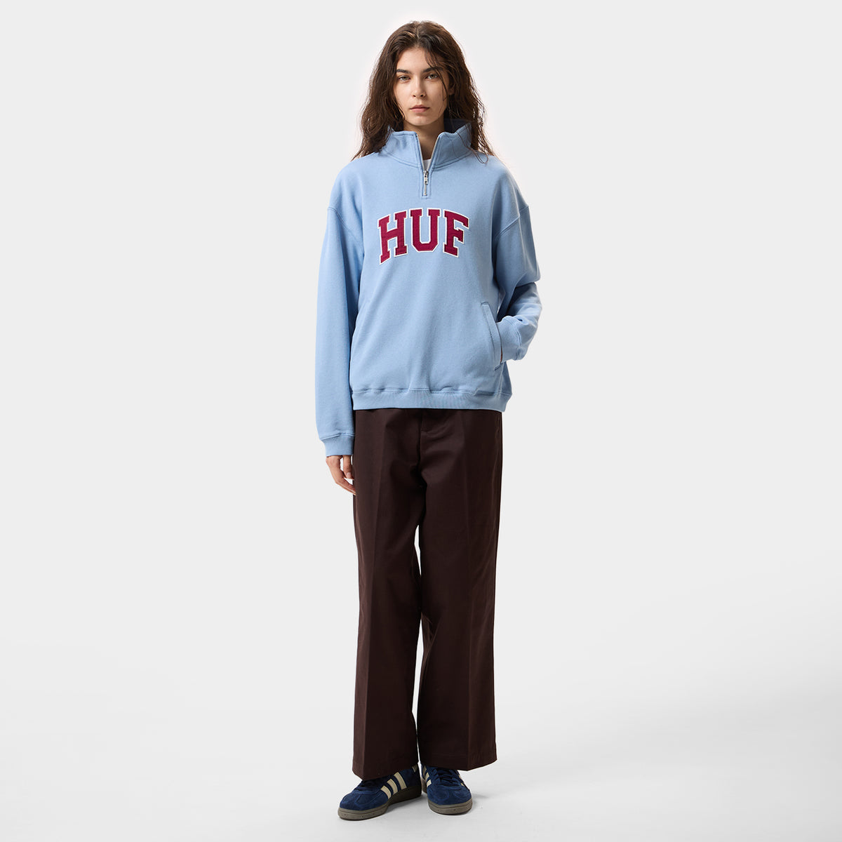 HUF (ハフ) Worldwide JP /SWEATSHIRTS(スウェットシャツ)/ CLASSIC ARCH HALF ZIP TOP商品 / LT BLUE