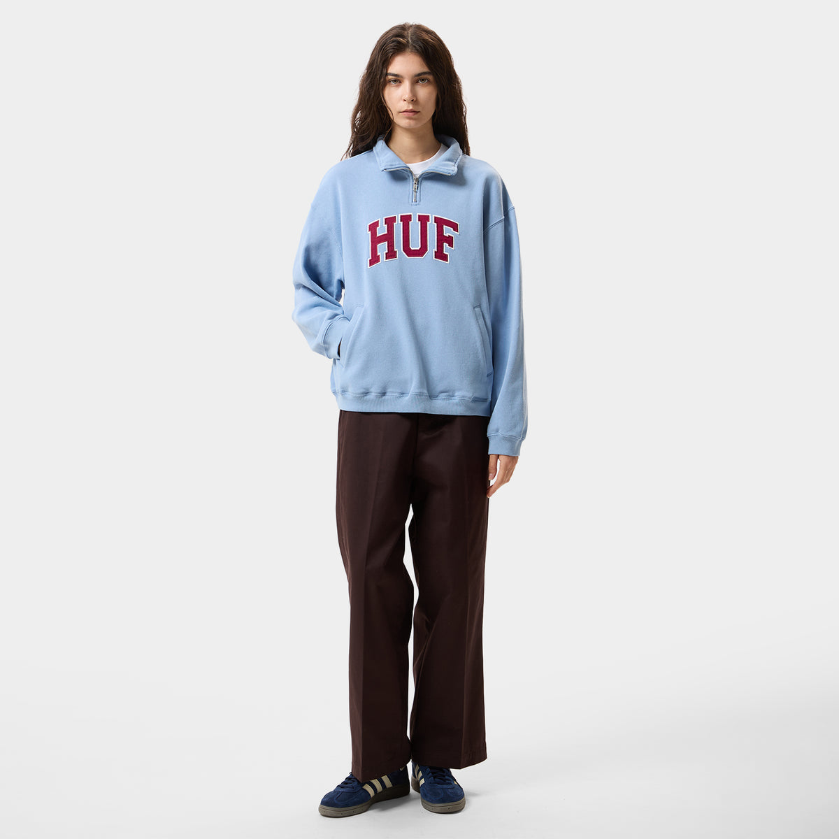 HUF (ハフ) Worldwide JP /SWEATSHIRTS(スウェットシャツ)/ CLASSIC ARCH HALF ZIP TOP商品 / LT BLUE