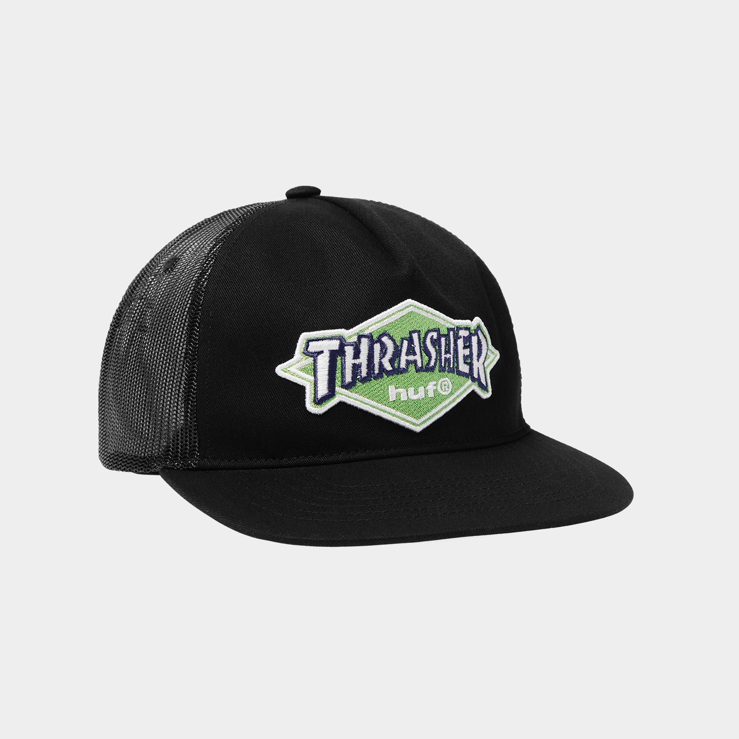 HUF (ハフ) Worldwide JP /HATS & BEANIES(ハット&ビーニー)/ HUF X THRASHER LOGO TWILL TRUCKER商品 / BLACK