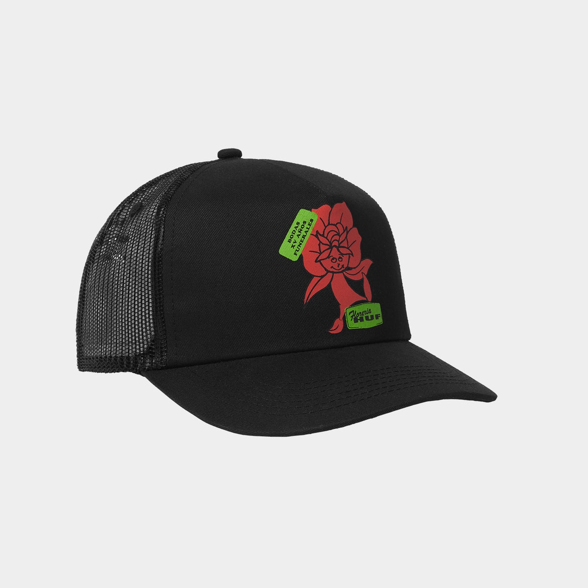HUF (ハフ) Worldwide JP /HATS & BEANIES(ハット&ビーニー)/ FLOWER DISTRICT TRUCKER HAT商品 / BLACK