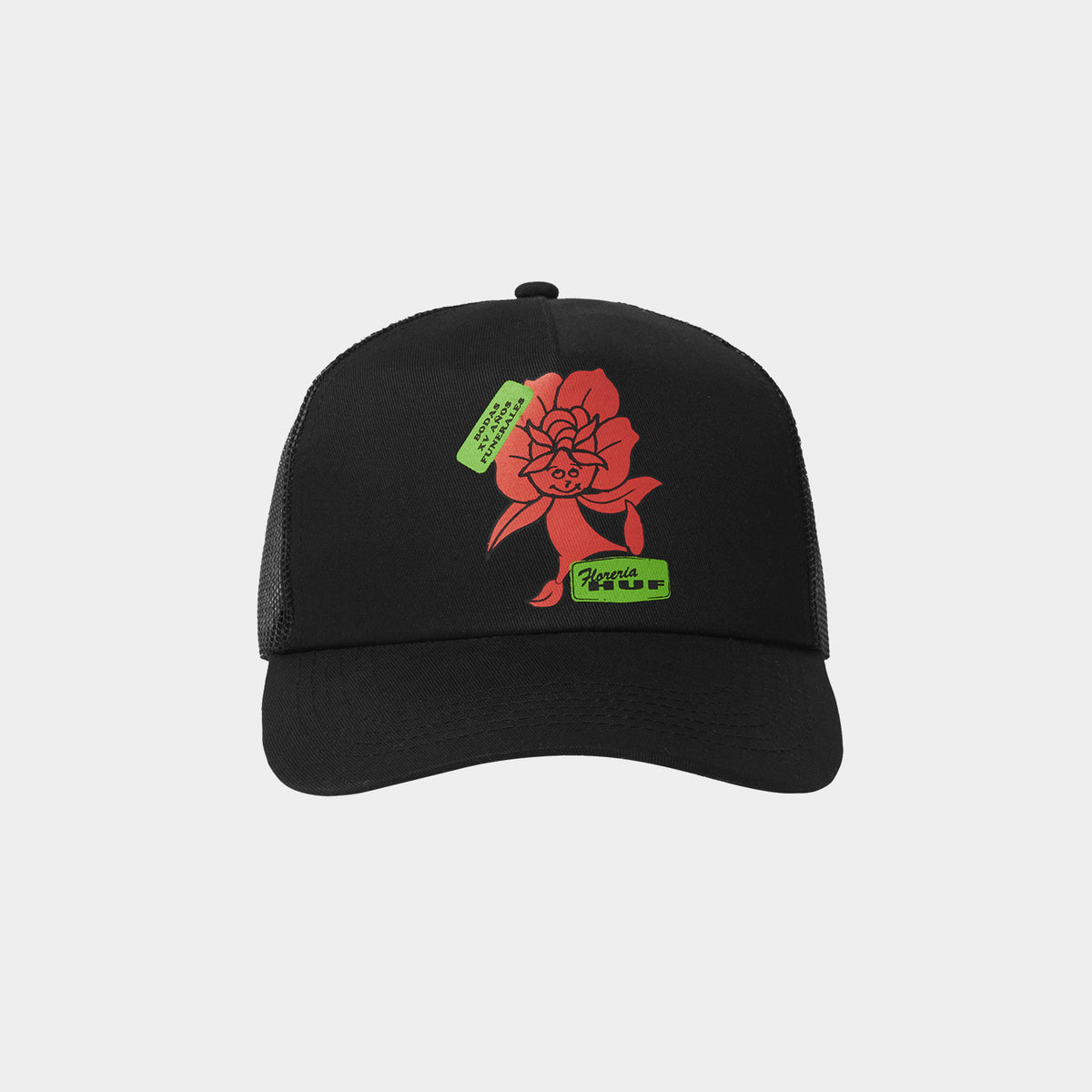 HUF (ハフ) Worldwide JP /HATS & BEANIES(ハット&ビーニー)/ FLOWER DISTRICT TRUCKER HAT商品 / BLACK