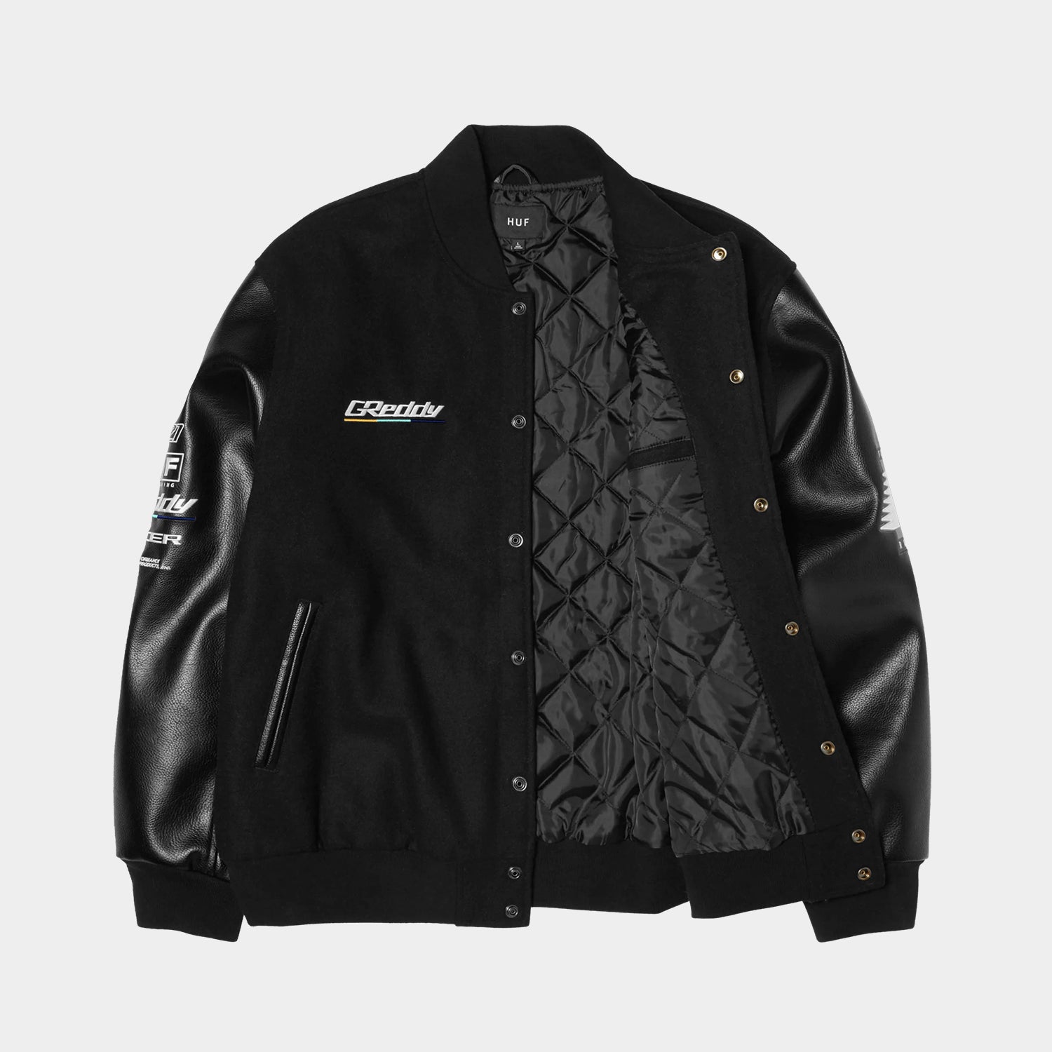 HUF (ハフ) Worldwide JP /JACKETS(ジャケット)/ HUF X GREDDY VARSITY JACKET商品 / BLACK