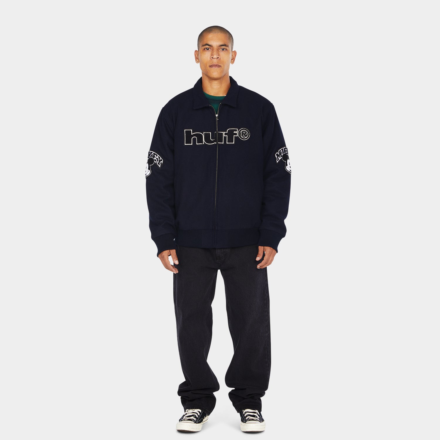 HUF (ハフ) Worldwide JP /JACKETS(ジャケット)/ DISNEY | HUF WORLDWIDE TOUR VARSITY JACKET商品 / NAVY