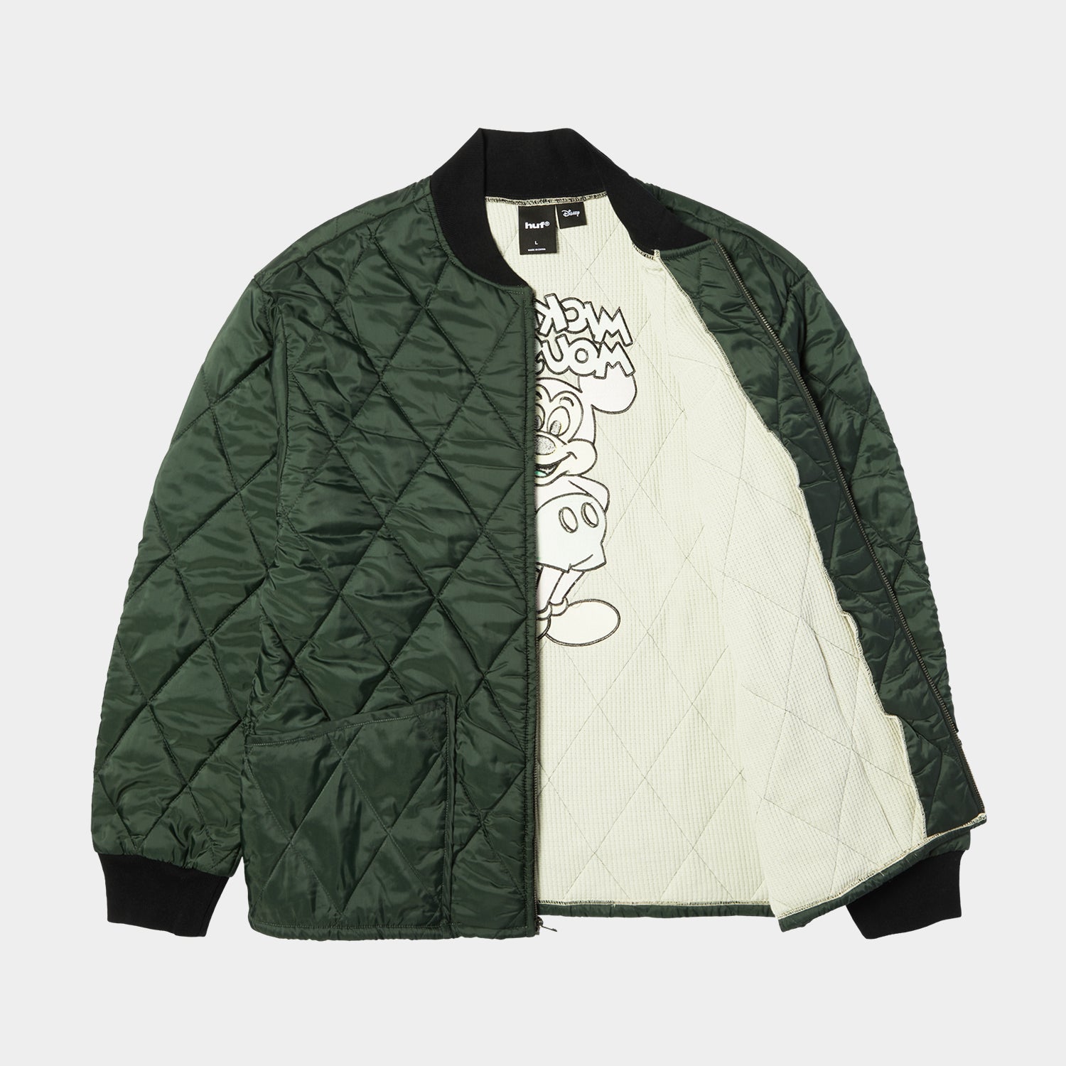 HUF (ハフ) Worldwide JP /JACKETS(ジャケット)/ DISNEY | HUF MICKEY QUILTED WORK JACKET商品 / FOREST GREEN