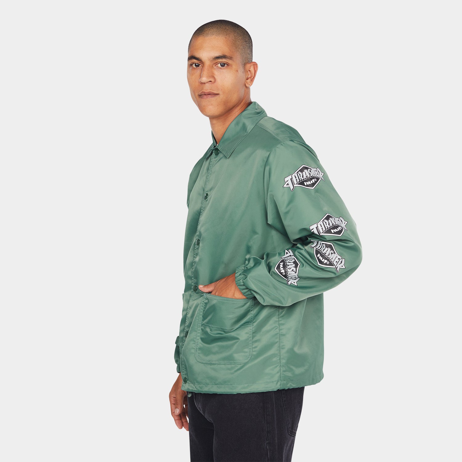 HUF (ハフ) Worldwide JP /JACKETS(ジャケット)/ HUF X THRASHER LOGO JACKET商品 / FOREST GREEN