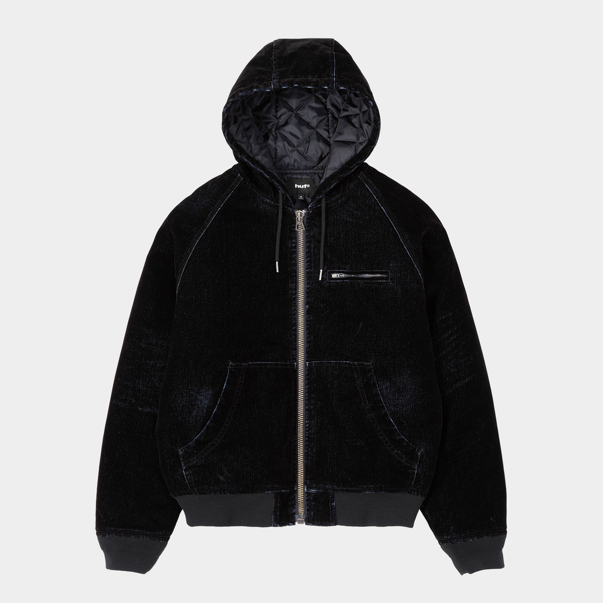 HUF (ハフ) Worldwide JP /JACKETS(ジャケット)/ FLOCKED DENIM HOODED JACKET商品 / STONE