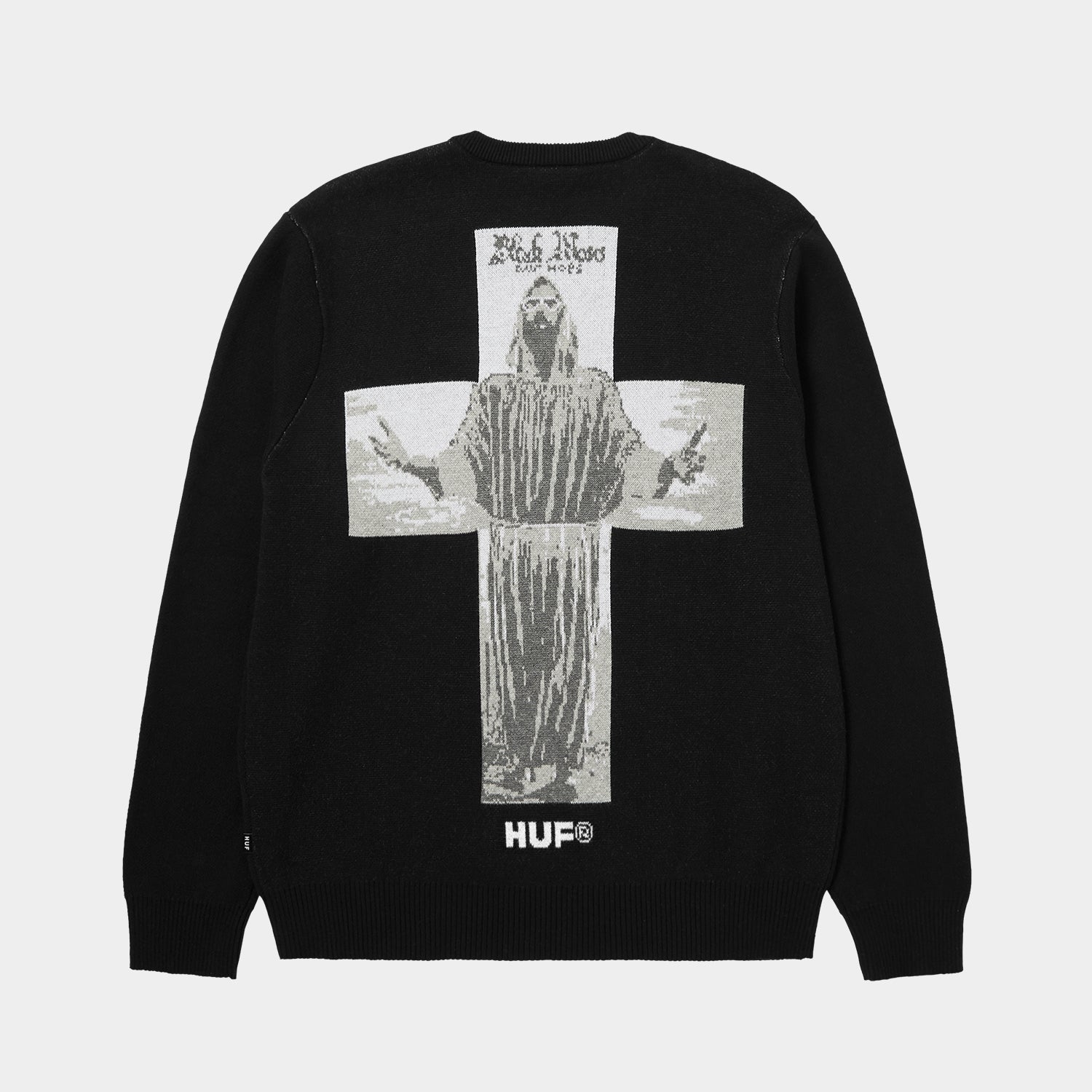 HUF (ハフ) Worldwide JP /TOPS & SHIRTS(トップス&シャツ)/ HUF X ISAAC HAYES BLACK MOSES KNIT SWEATER商品 / BLACK