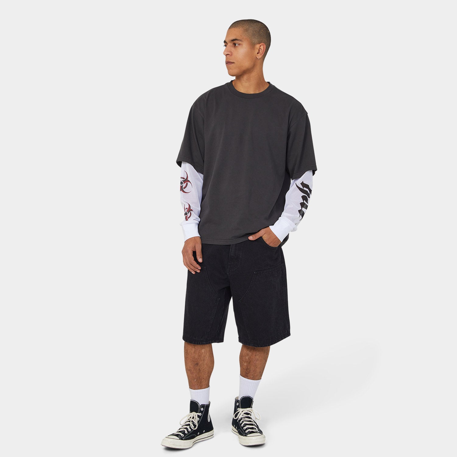 HUF (ハフ) Worldwide JP /TOPS & SHIRTS(トップス&シャツ)/ LEON LS DOUBLE LAYER TOP商品 / ACID GREEN