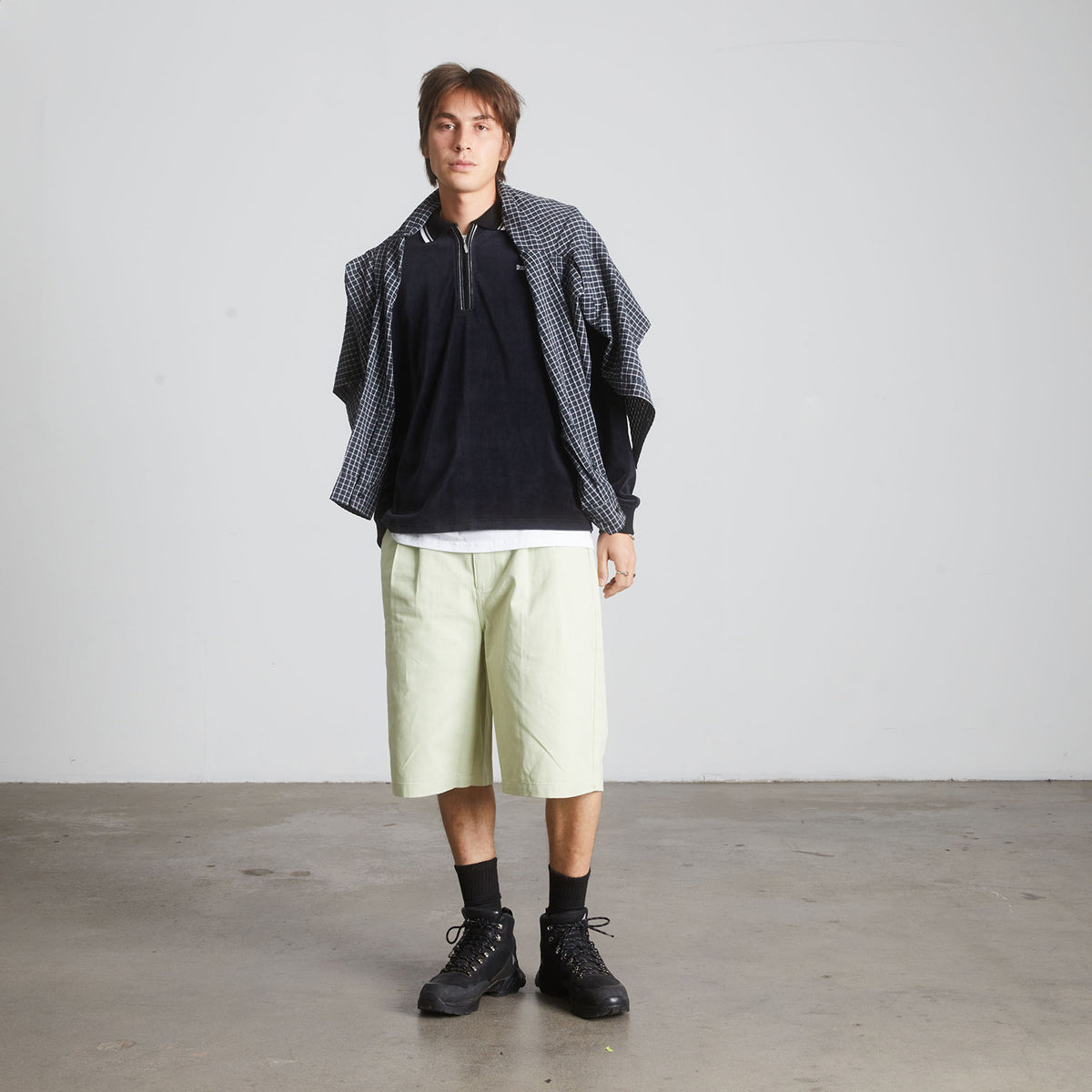 HUF (ハフ) Worldwide JP /TOPS & SHIRTS(トップス&シャツ)/ PARKER VELOUR LS POLO商品 / BROWN