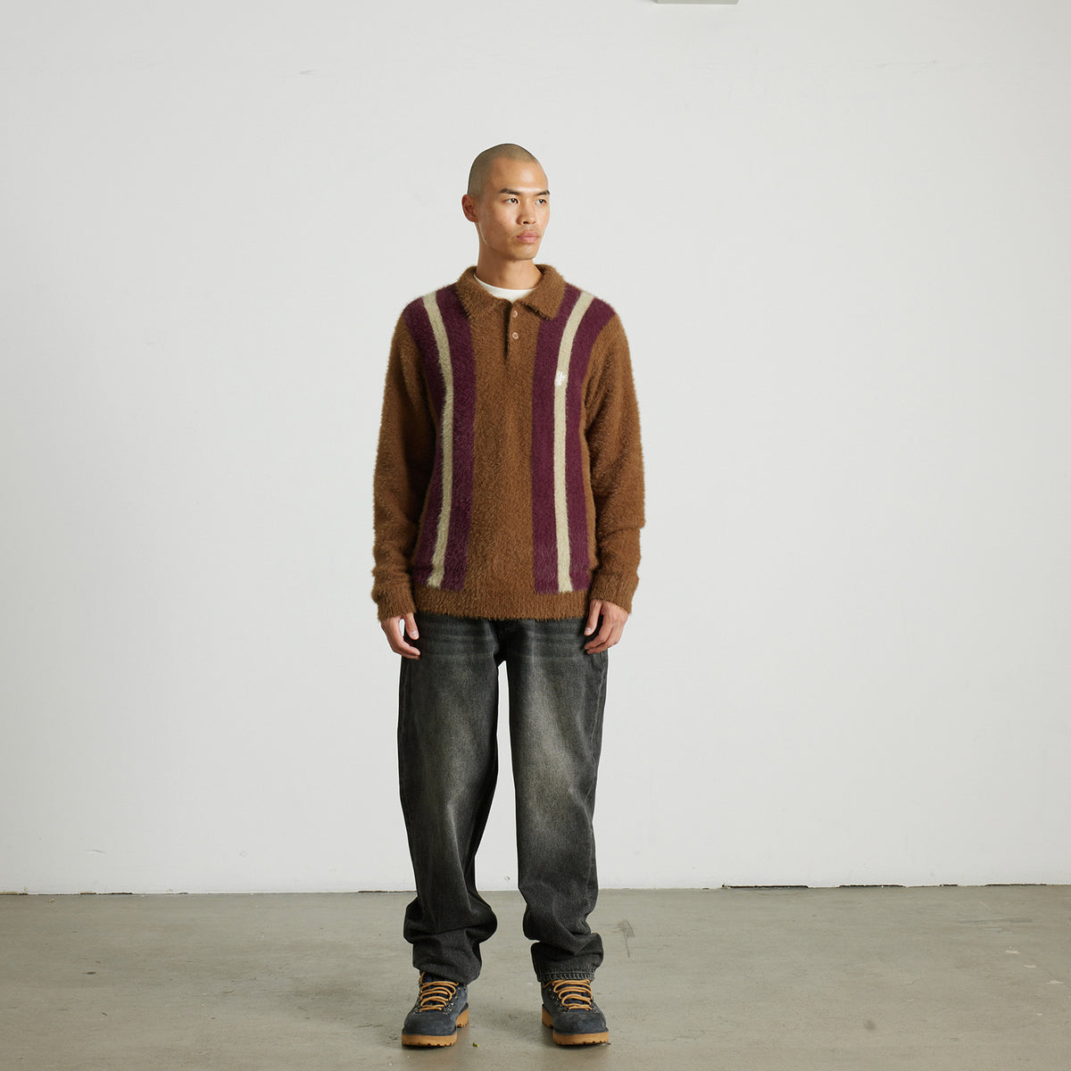 HUF (ハフ) Worldwide JP /KNITS & SWEATERS(ニット&セーター)/ MILTON SHAGGY POLO SWEATER商品 / BROWN