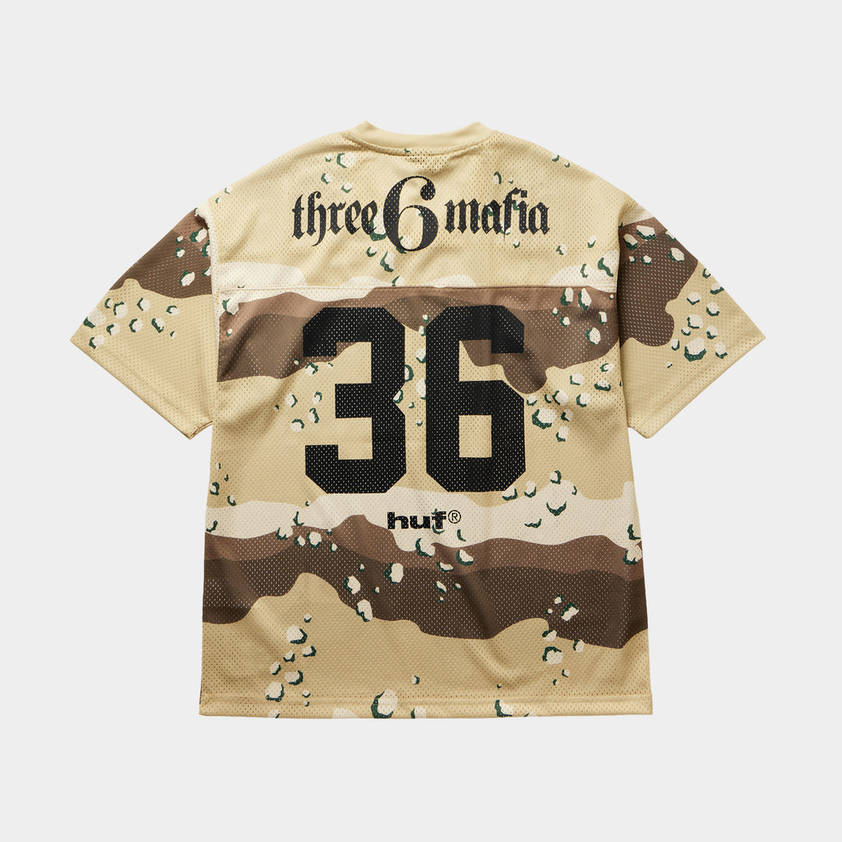 HUF (ハフ) Worldwide JP /TOPS & SHIRTS(トップス&シャツ)/ huf® X THREE 6 MAFIA FOOTBALL JERSEY商品 / CAMO