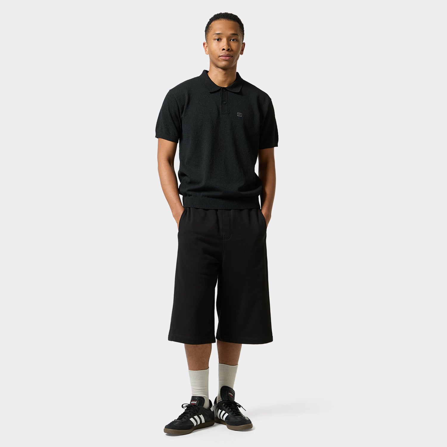 HUF (ハフ) Worldwide JP /TOPS & SHIRTS(トップス&シャツ)/ SERIF H KNIT POLO TOP商品 / BLACK