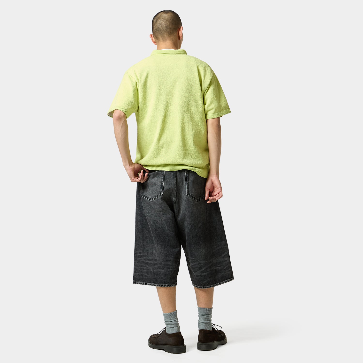 HUF (ハフ) Worldwide JP /TOPS & SHIRTS(トップス&シャツ)/ SERIF H KNIT POLO TOP商品 / BLACK