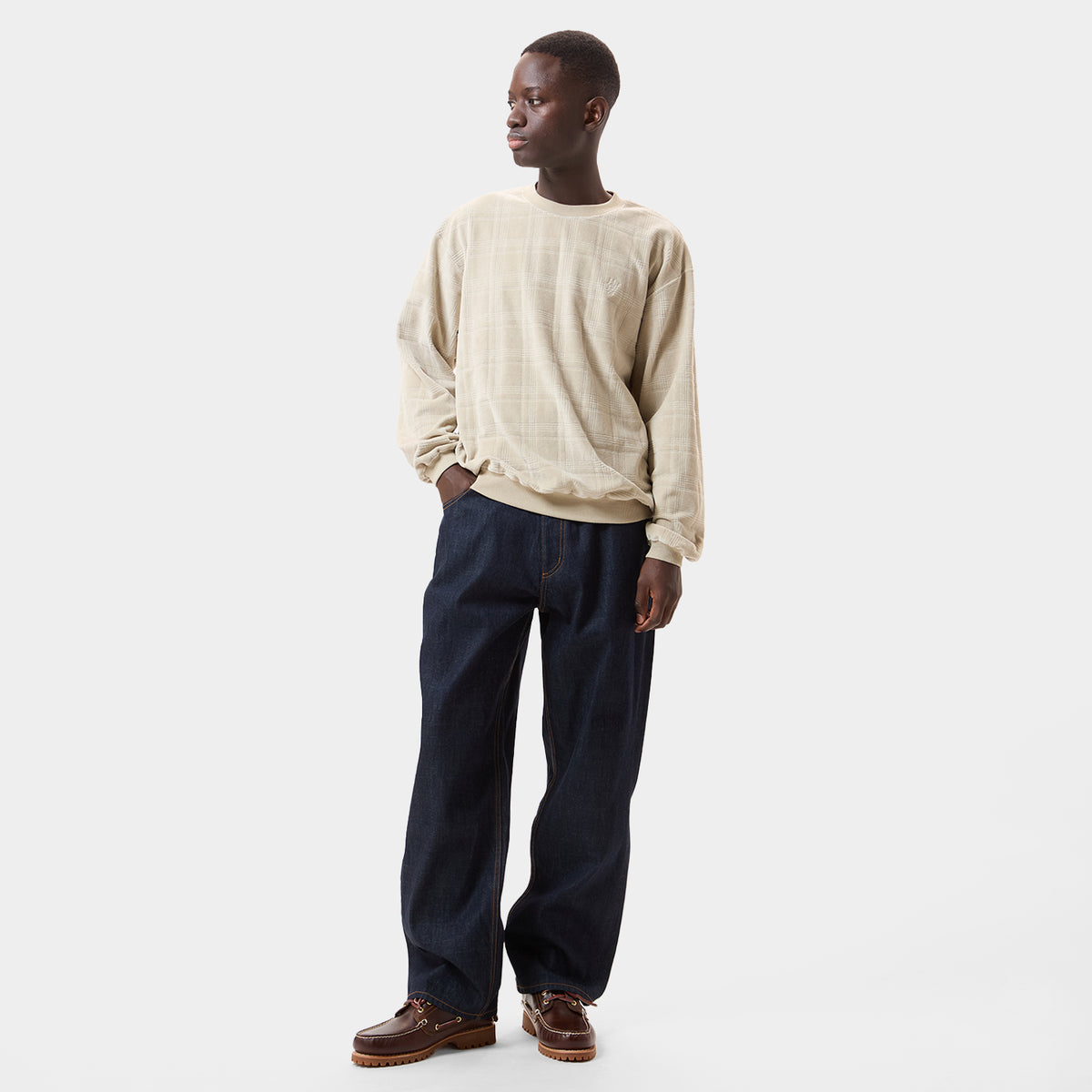 HUF (ハフ) Worldwide JP /SWEATSHIRTS(スウェットシャツ)/ 1984 PLAID VELOUR CREW商品 / SAND