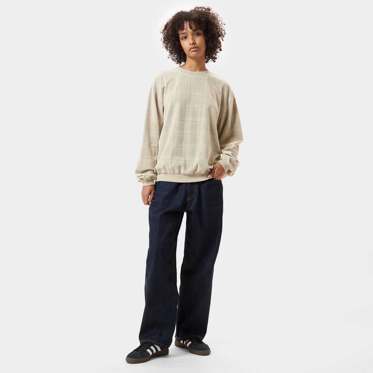 HUF (ハフ) Worldwide JP /SWEATSHIRTS(スウェットシャツ)/ 1984 PLAID VELOUR CREW商品 / SAND