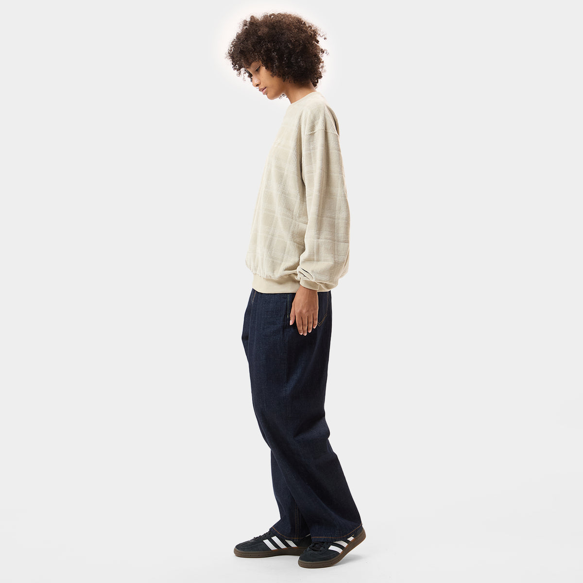 HUF (ハフ) Worldwide JP /SWEATSHIRTS(スウェットシャツ)/ 1984 PLAID VELOUR CREW商品 / SAND