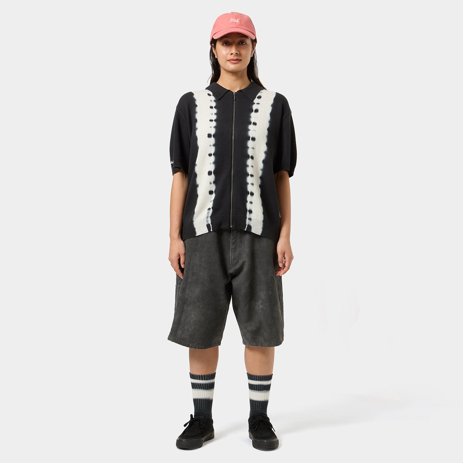 HUF (ハフ) Worldwide JP /KNITS & SWEATERS(ニット&セーター)/ HUF GARDEN CENTER BLEACH DYED KNIT POLO商品 /