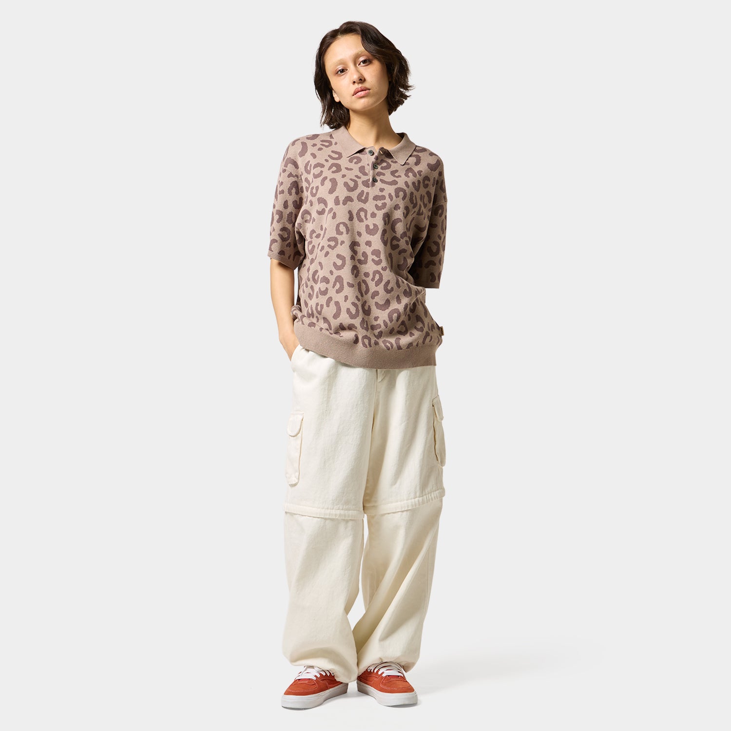 HUF (ハフ) Worldwide JP /TOPS & SHIRTS(トップス&シャツ)/ huf CO-OP CHUNKY CHEETAH KNIT POLO商品 / NAVY