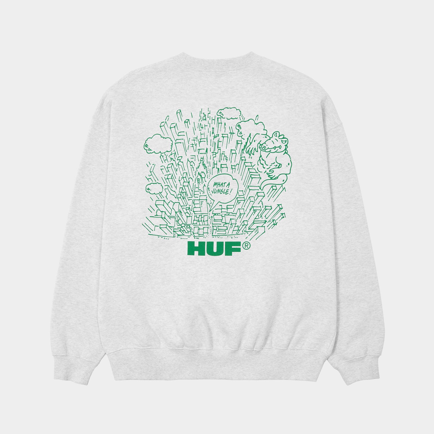 HUF (ハフ) Worldwide JP /SWEATSHIRTS(スウェットシャツ)/ WHAT A JUNGLE CREW商品 / ASH GREY
