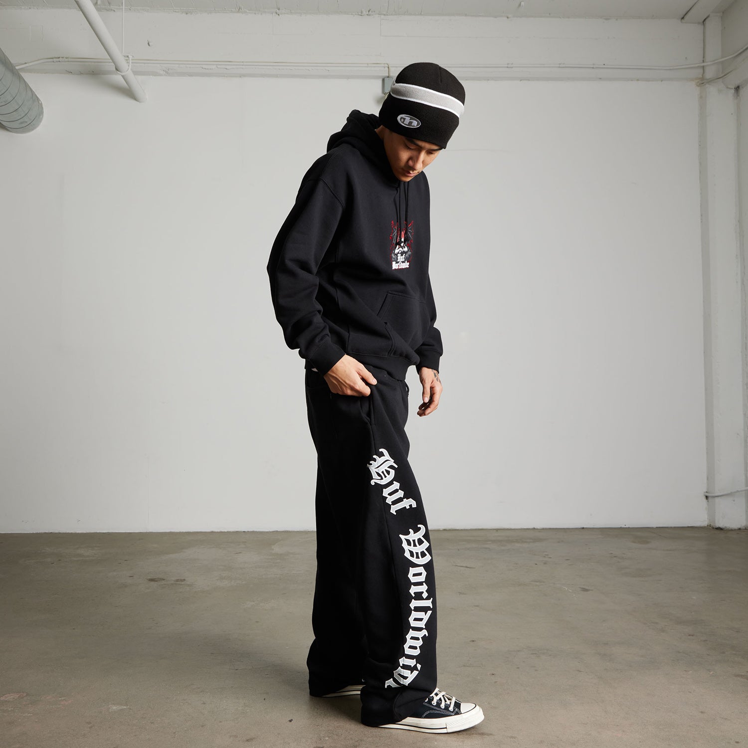 HUF (ハフ) Worldwide JP /PANTS(パンツ)/ OLYMPIA OPEN HEM SWEATPANT商品 / BLACK