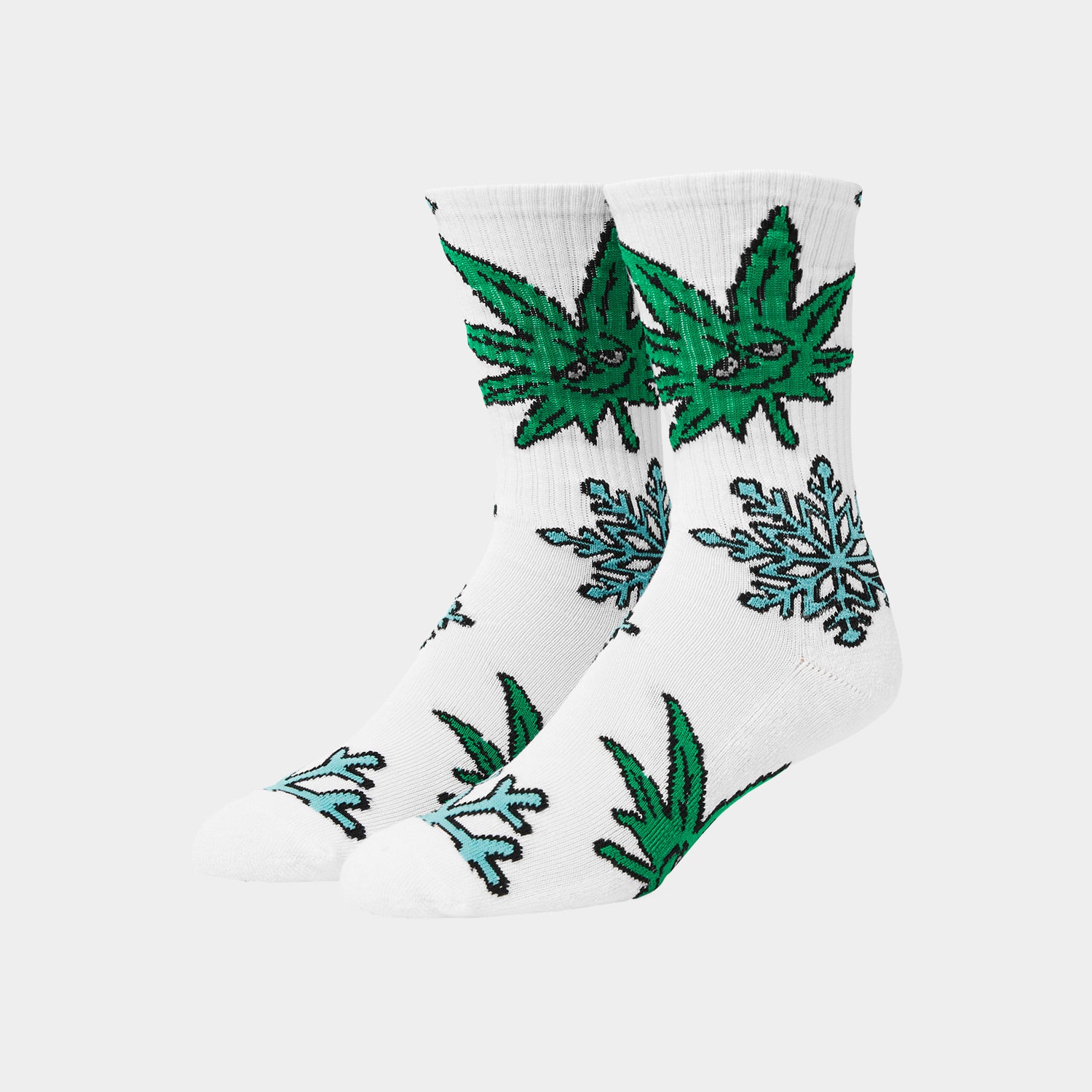 HUF (ハフ) Worldwide JP /SOCKS(ソックス)/ GREEN BUDDY SNOWFLAKES SOCKS商品 / BLACK