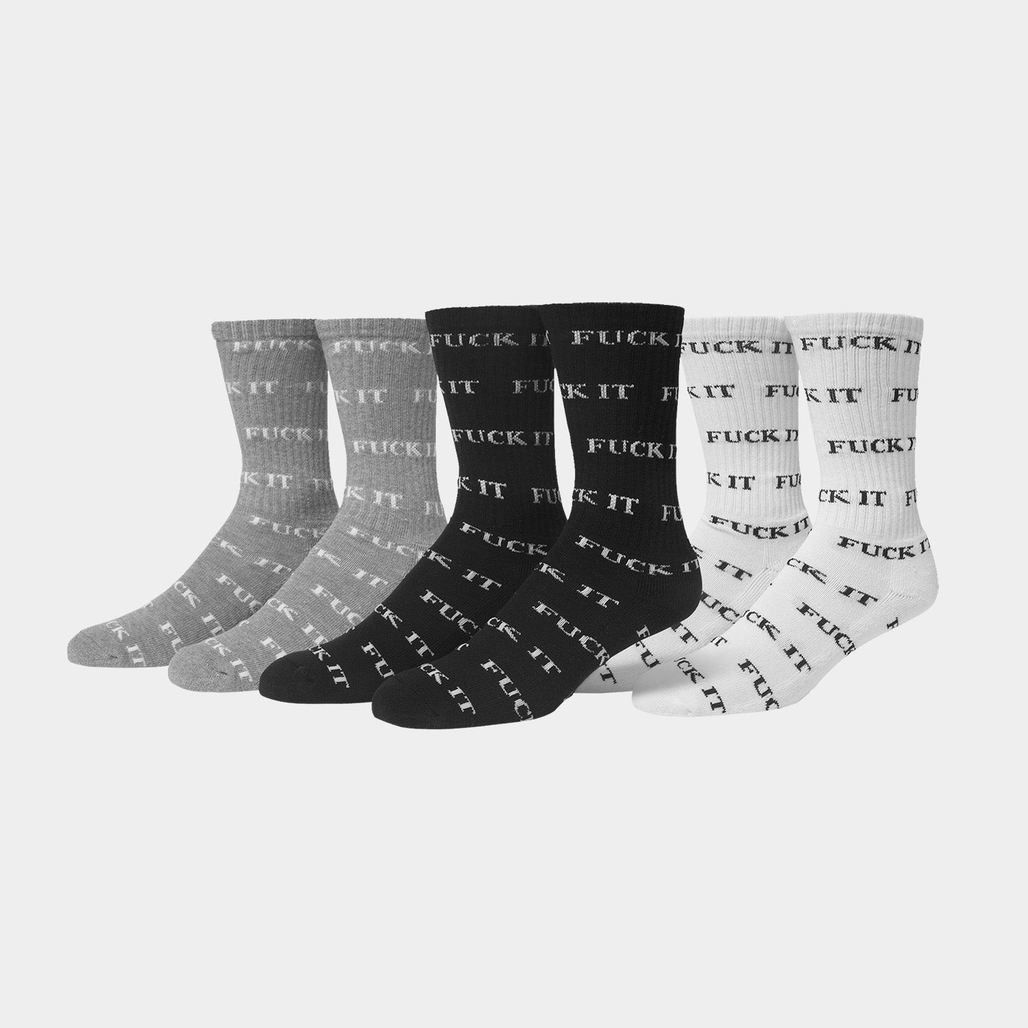 HUF (ハフ) Worldwide JP /SOCKS(ソックス)/ FUCK IT 3 PACK SOCKS商品 / WHITE/BLACK/HEATHER