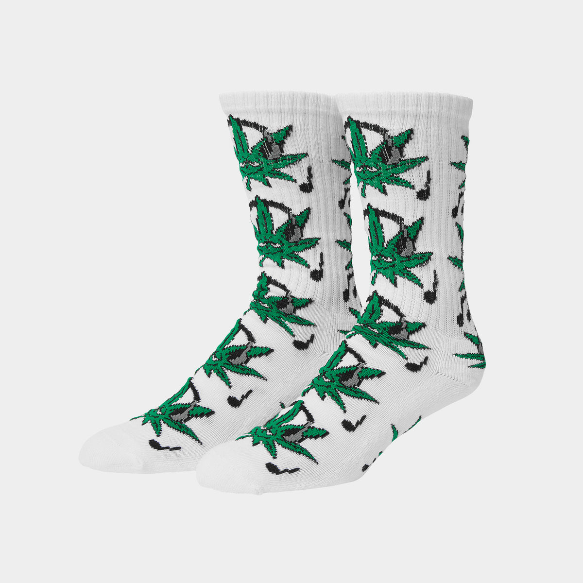 HUF (ハフ) Worldwide JP /SOCKS(ソックス)/ GREEN BUDDY EASY LISTENING SOCKS商品 / WHITE