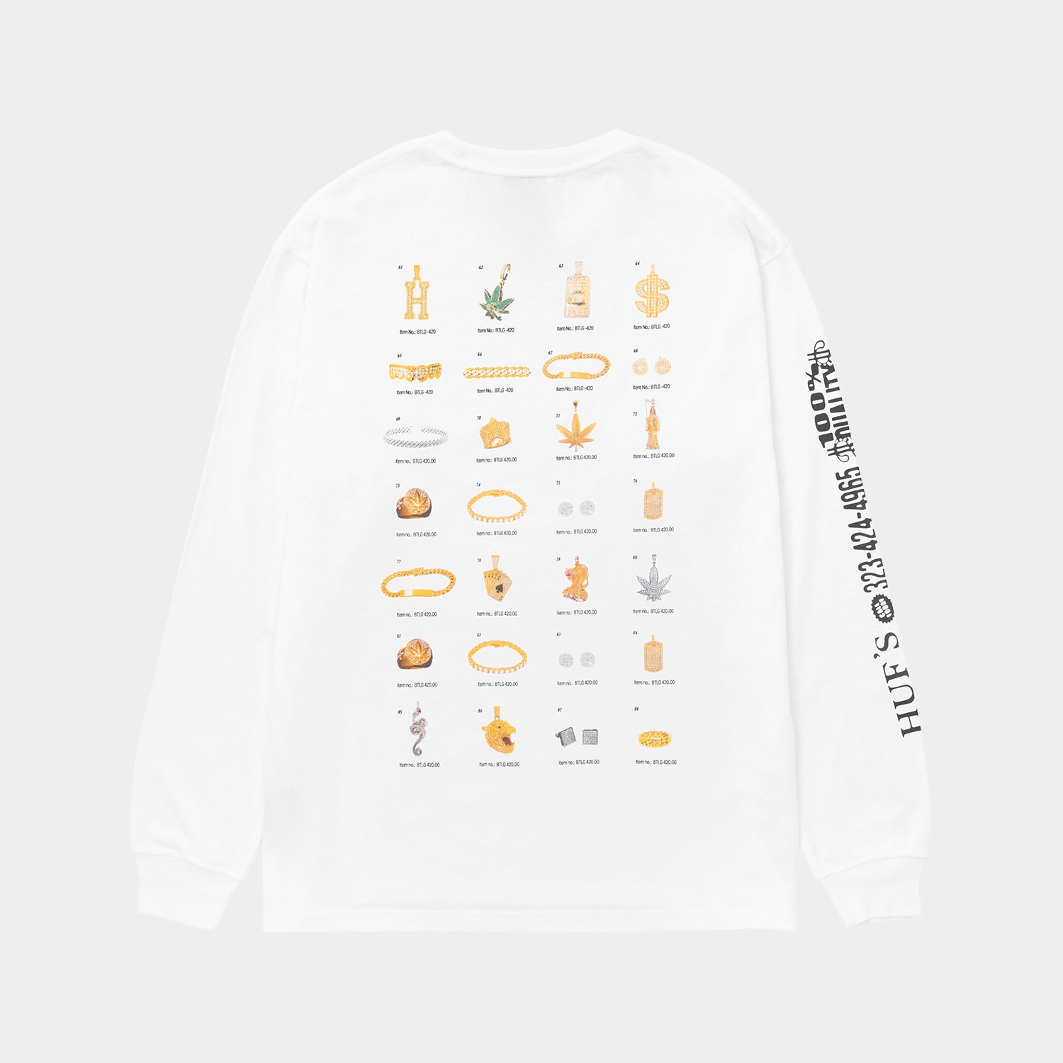 HUF (ハフ) Worldwide JP /T-SHIRTS(Tシャツ)/ JEWELRY LS TEE商品 / WHITE