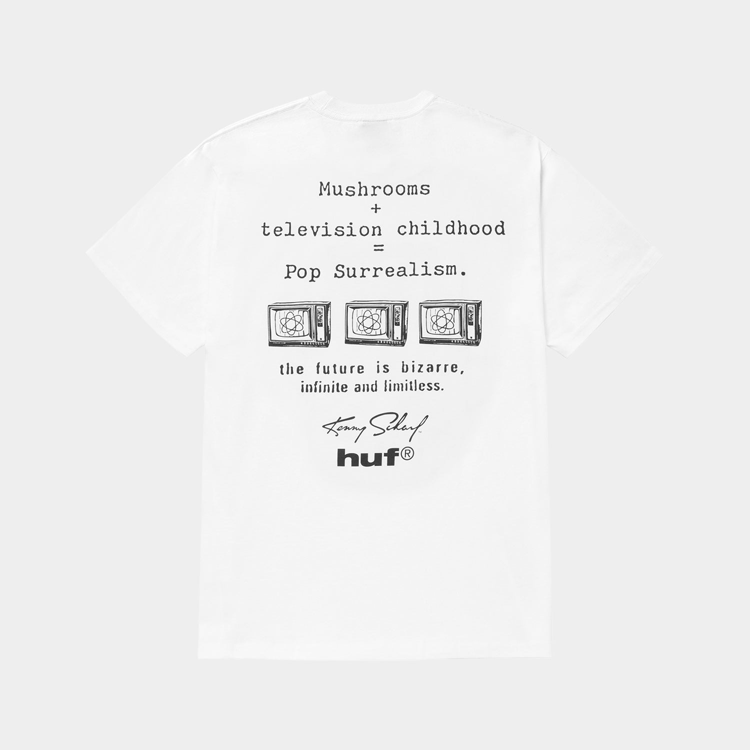 HUF (ハフ) Worldwide JP /T-SHIRTS(Tシャツ)/ KENNY SCHARF TELEVISION CHILDHOOD TEE商品 / WHITE