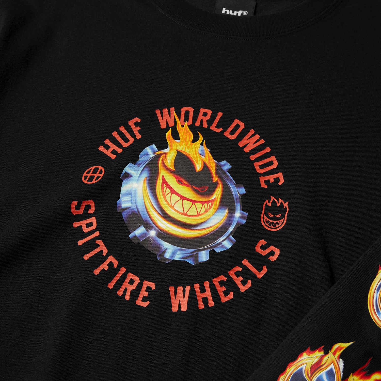 HUF (ハフ) Worldwide JP /T-SHIRTS(Tシャツ)/ huf X SPITFIRE CHROME HEAD LS TEE商品 / BLACK