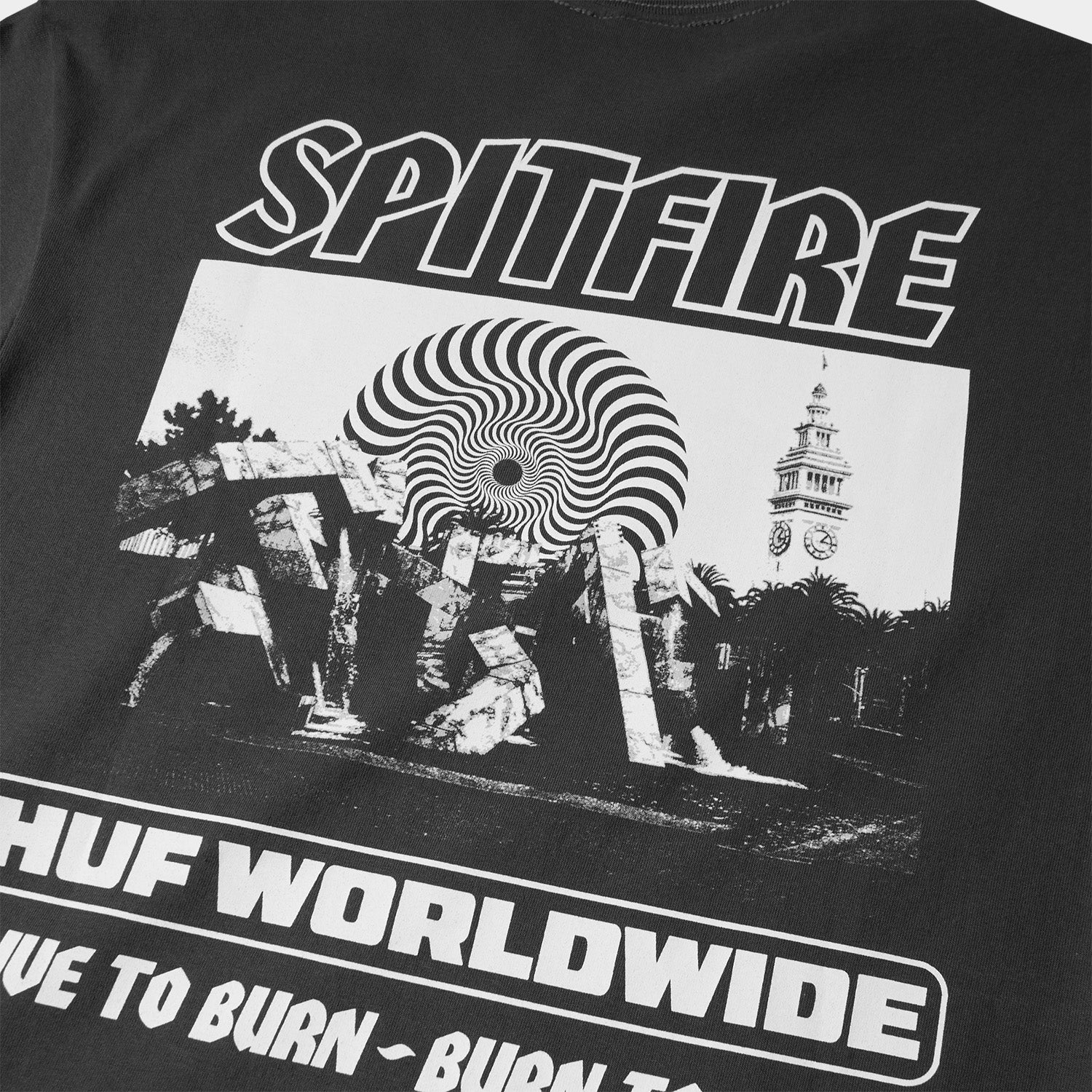 HUF (ハフ) Worldwide JP /T-SHIRTS(Tシャツ)/ huf X SPITFIRE BURN HEAVYWEIGHT TEE商品 / WASHED BLACK