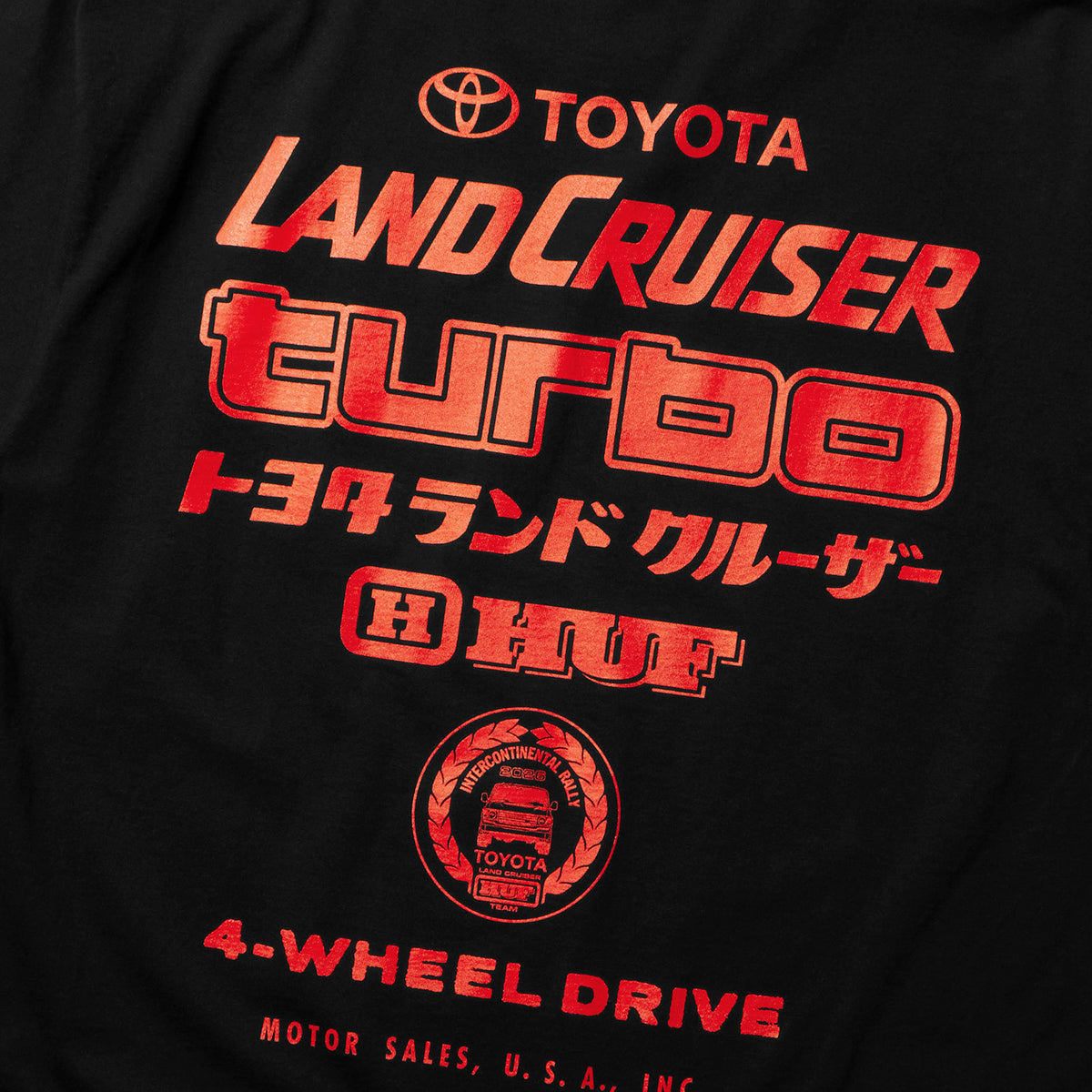 HUF (ハフ) Worldwide JP /T-SHIRTS(Tシャツ)/ huf® X TOYOTA LAND CRUISER TURBO TEE商品 / BLACK